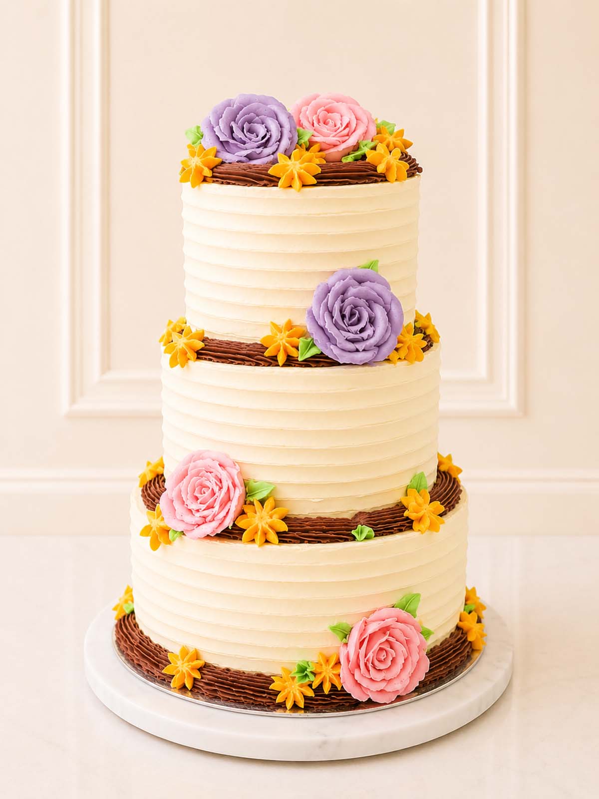 Rustic Floral Cake Delivered within London (M25) and Surrey