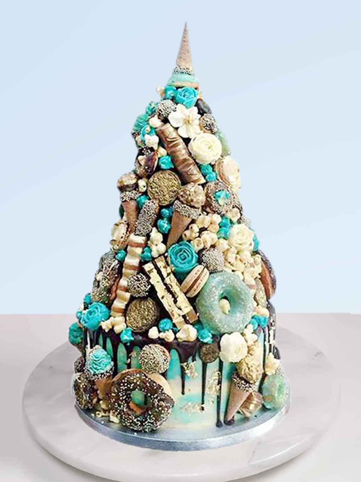 Something Blue Croquembouche Wedding Cake