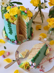 Spring Easter Buttercream Bloom Cake Slice