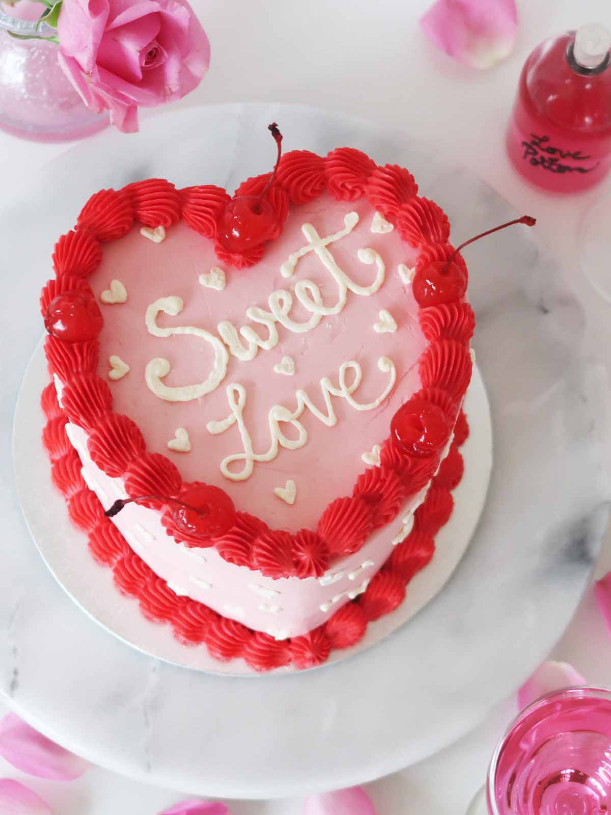 Sweet Love Heart Valentines Day Cake delivered London Surrey
