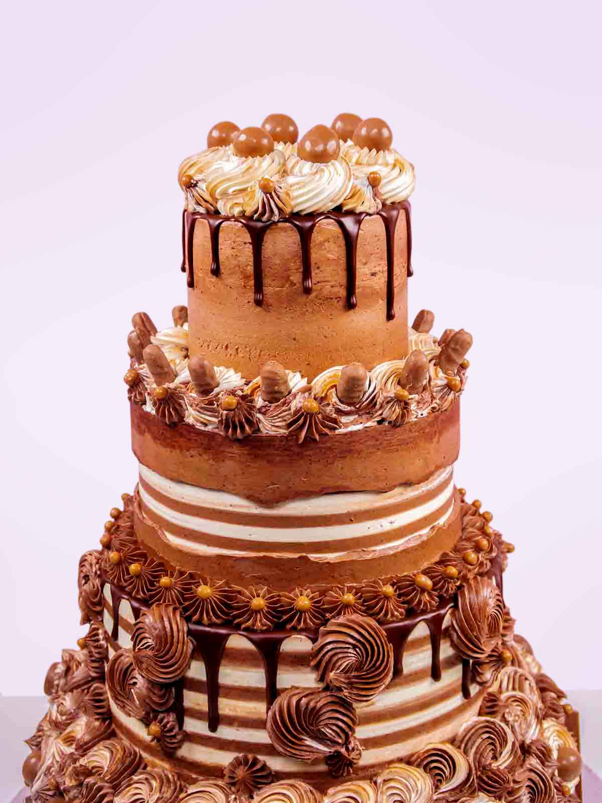 Beautiful created four tier wedding cakes!