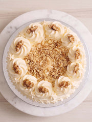 Top View of Carrot and Walnut Cake made in London and delivered for free within Greater London and Surrey, UK. 