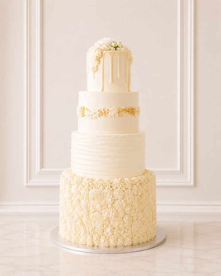 Soft floral bespoke wedding cake