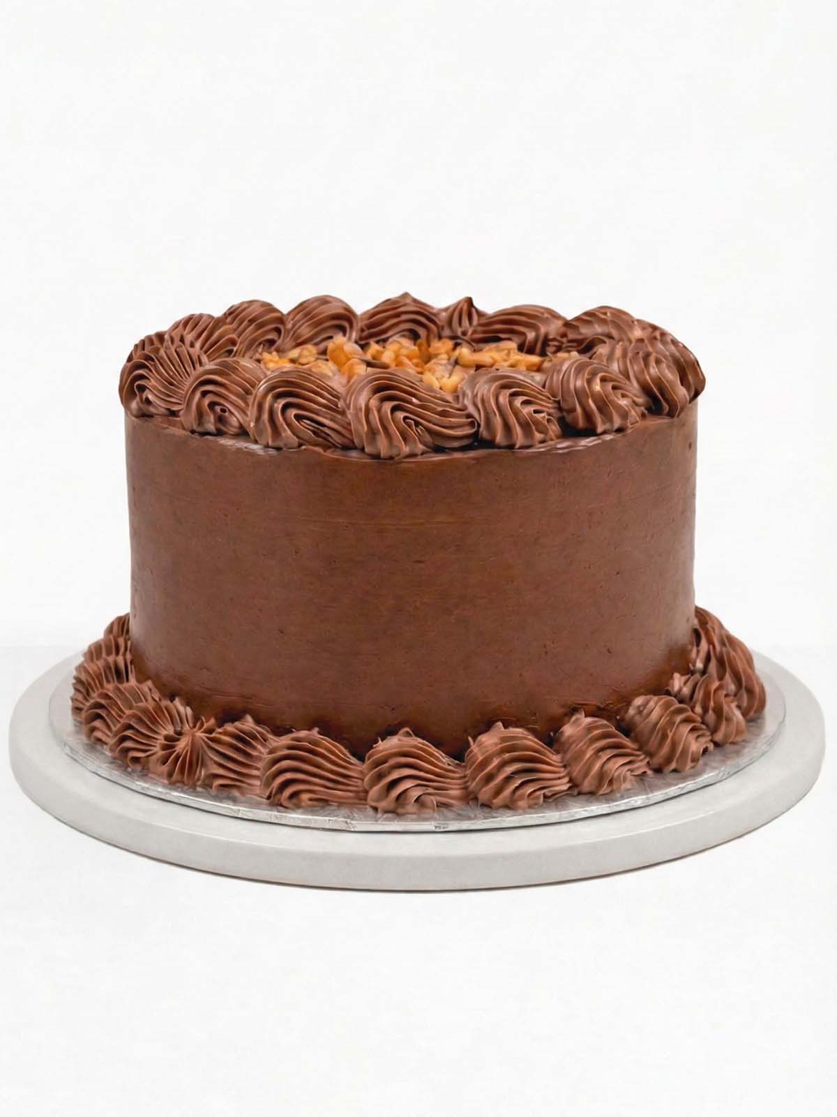 Chocolate fudge birthday cake with rich chocolate sponge and chocolate buttercream.