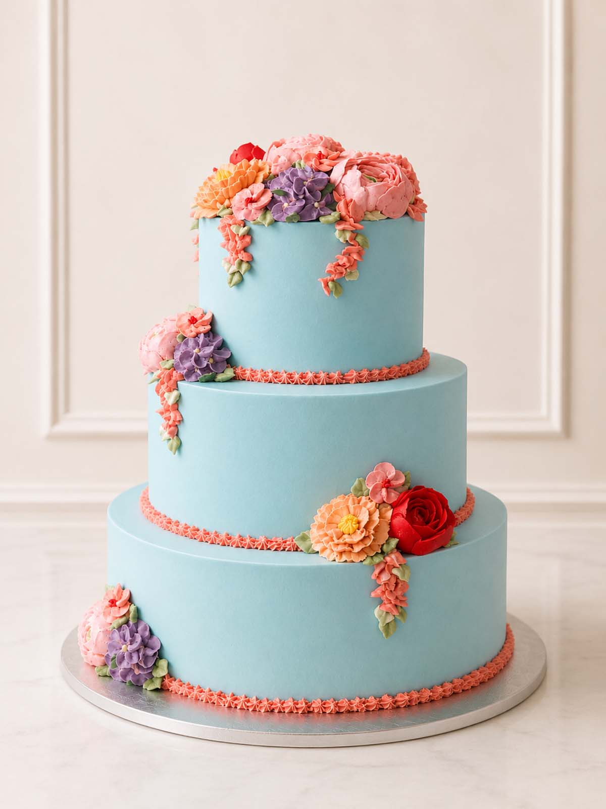 Floral Buttercream Wedding Cake