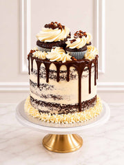 Chocolate Guinness cake with dark sponge and vanilla Swiss meringue buttercream