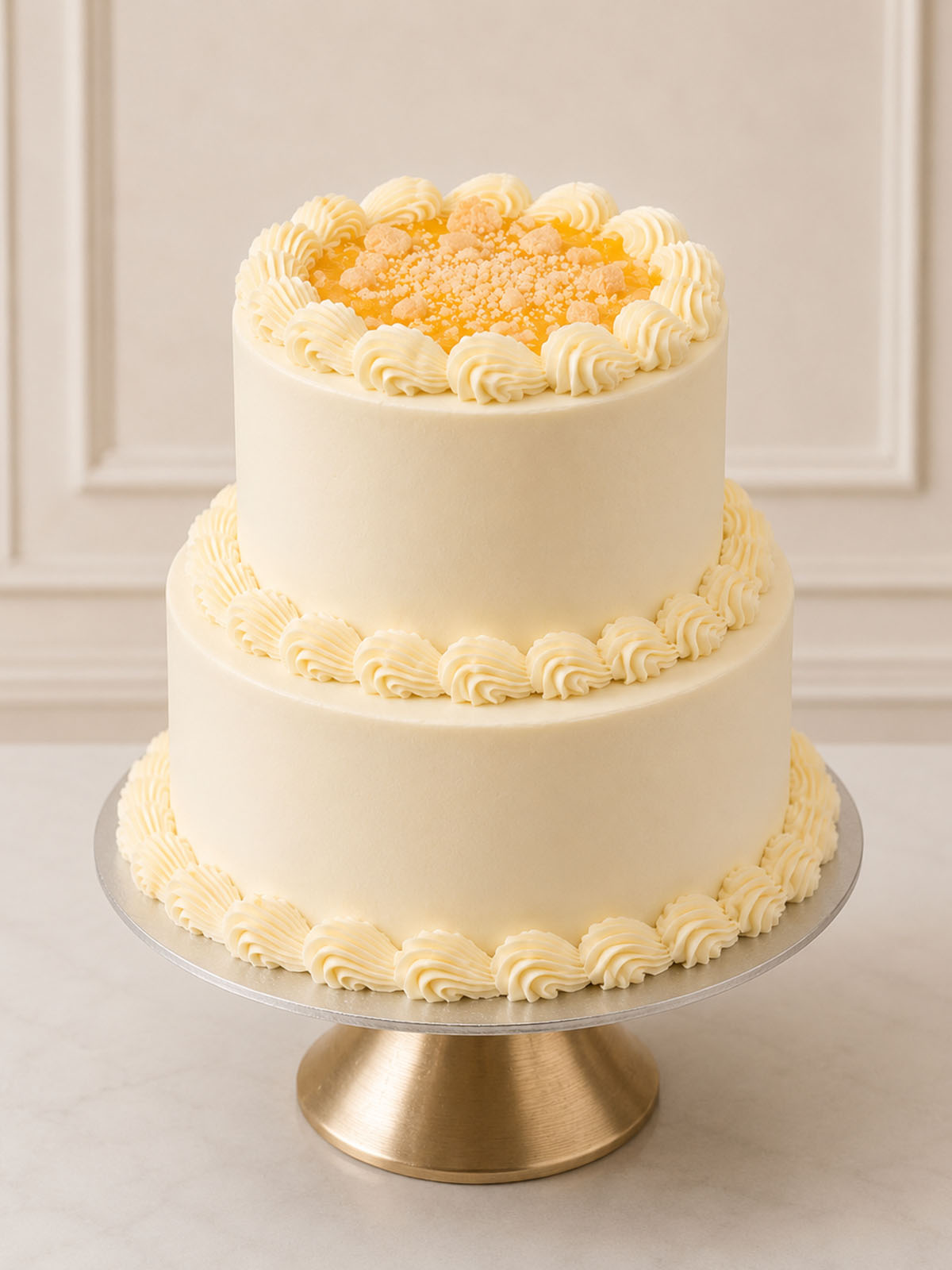 Luxury artisan lemon curd cake with buttery shortbread crumb, London & Surrey.