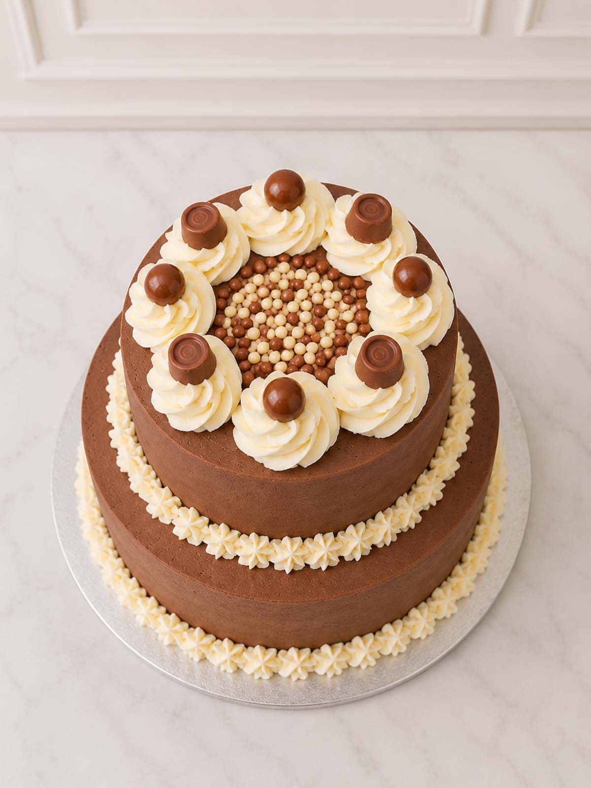 Luxury artisan malted chocolate cake with honeycomb crunch, London & Surrey.