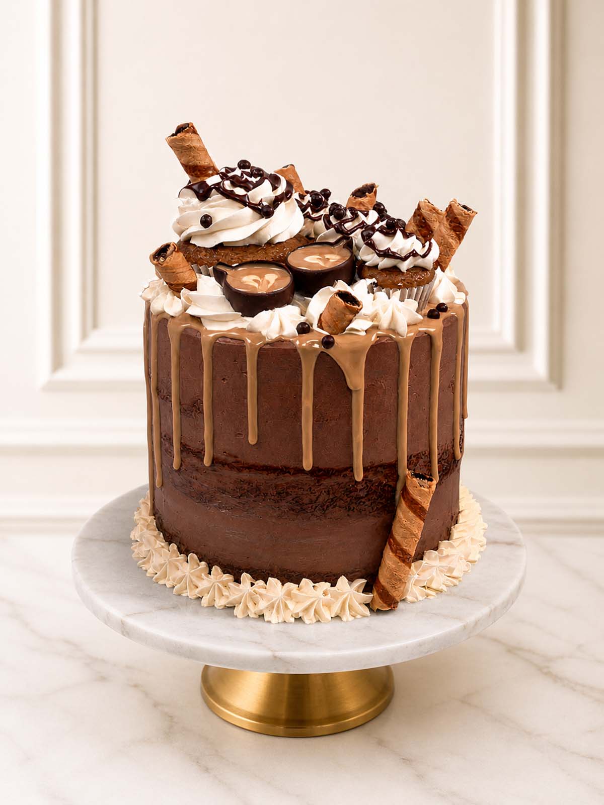 Luxury coffee cake with frappe cupcakes and espresso ganache, London and Surrey.