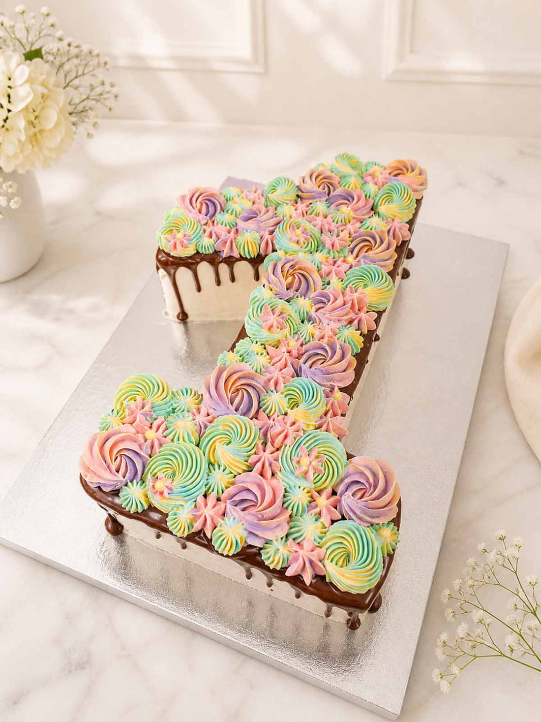 Single digit pastel number cake