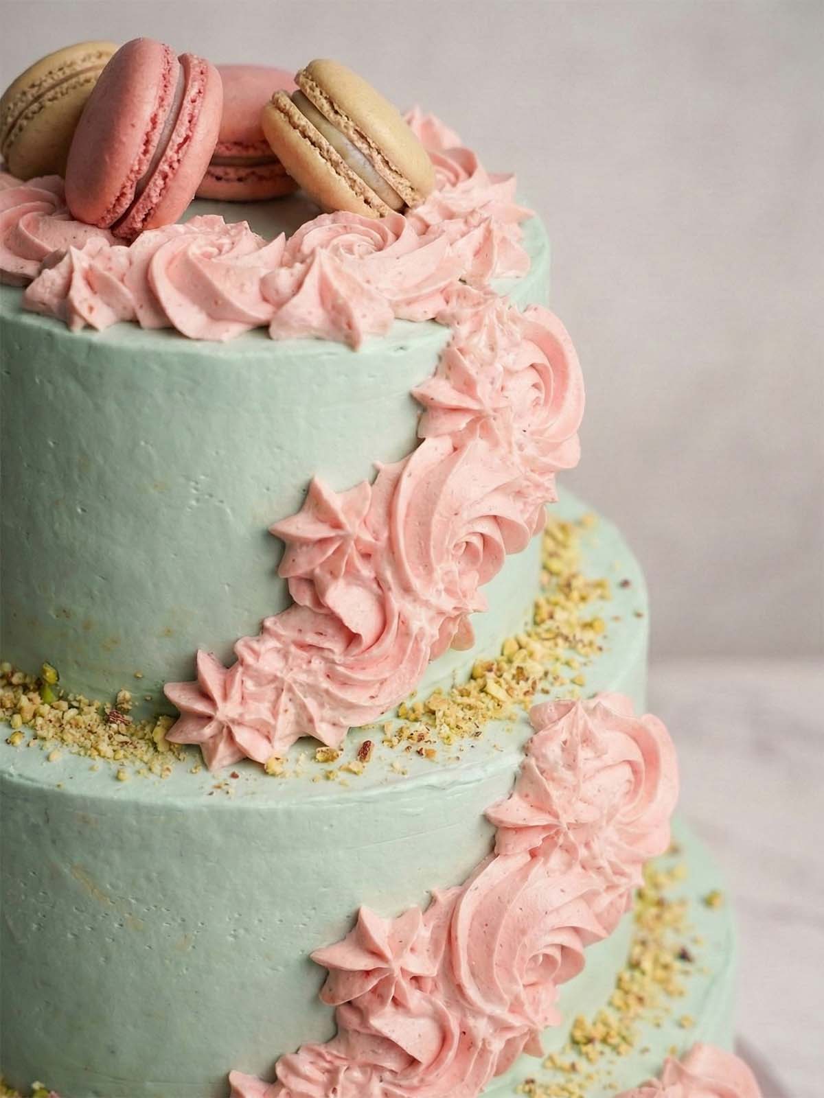 Luxury Pistachio Sponge Wedding Cake Delivered in Surrey