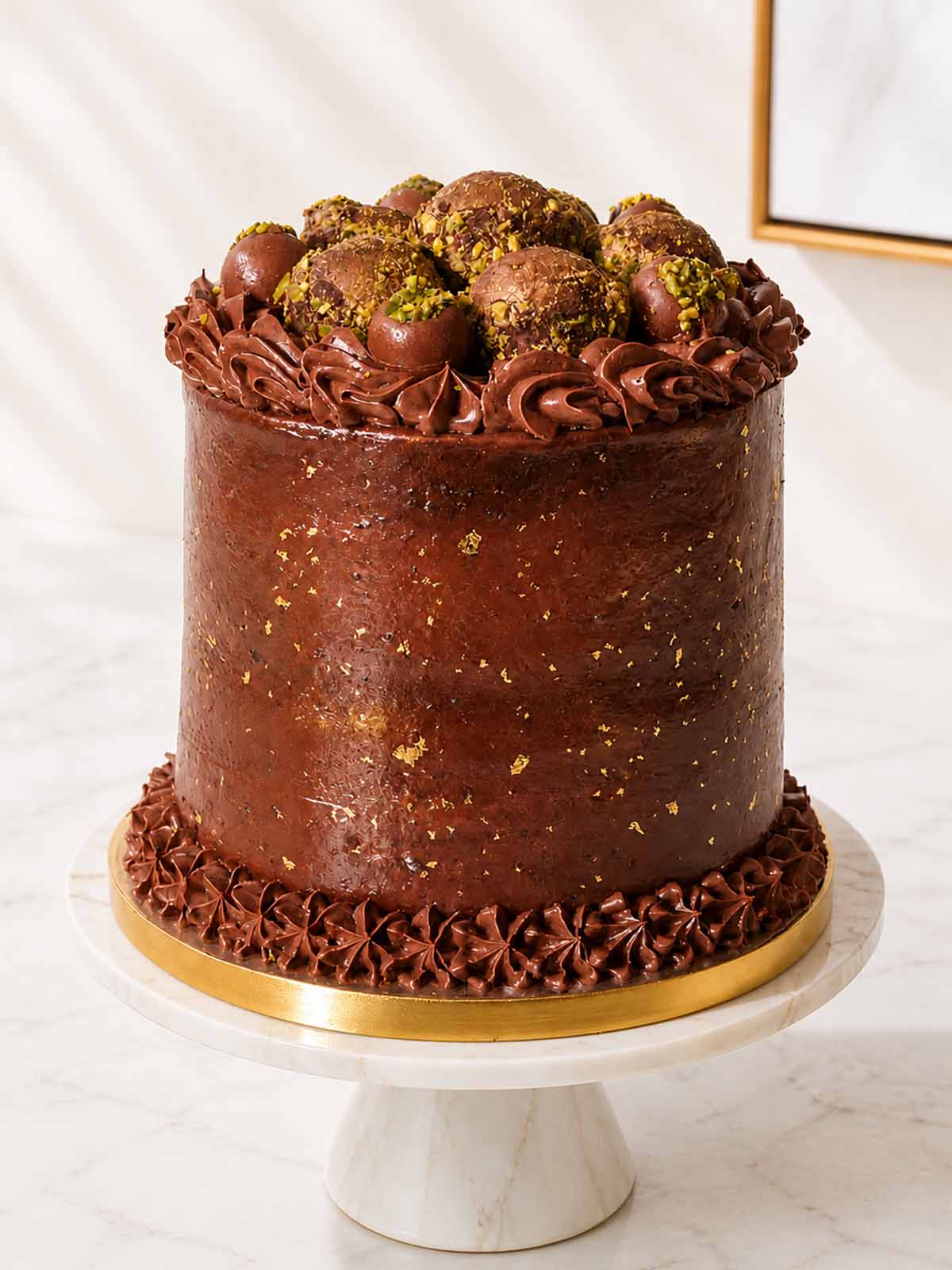 Luxury Valrhona Dubai chocolate and pistachio kunafa cake, London & Surrey.