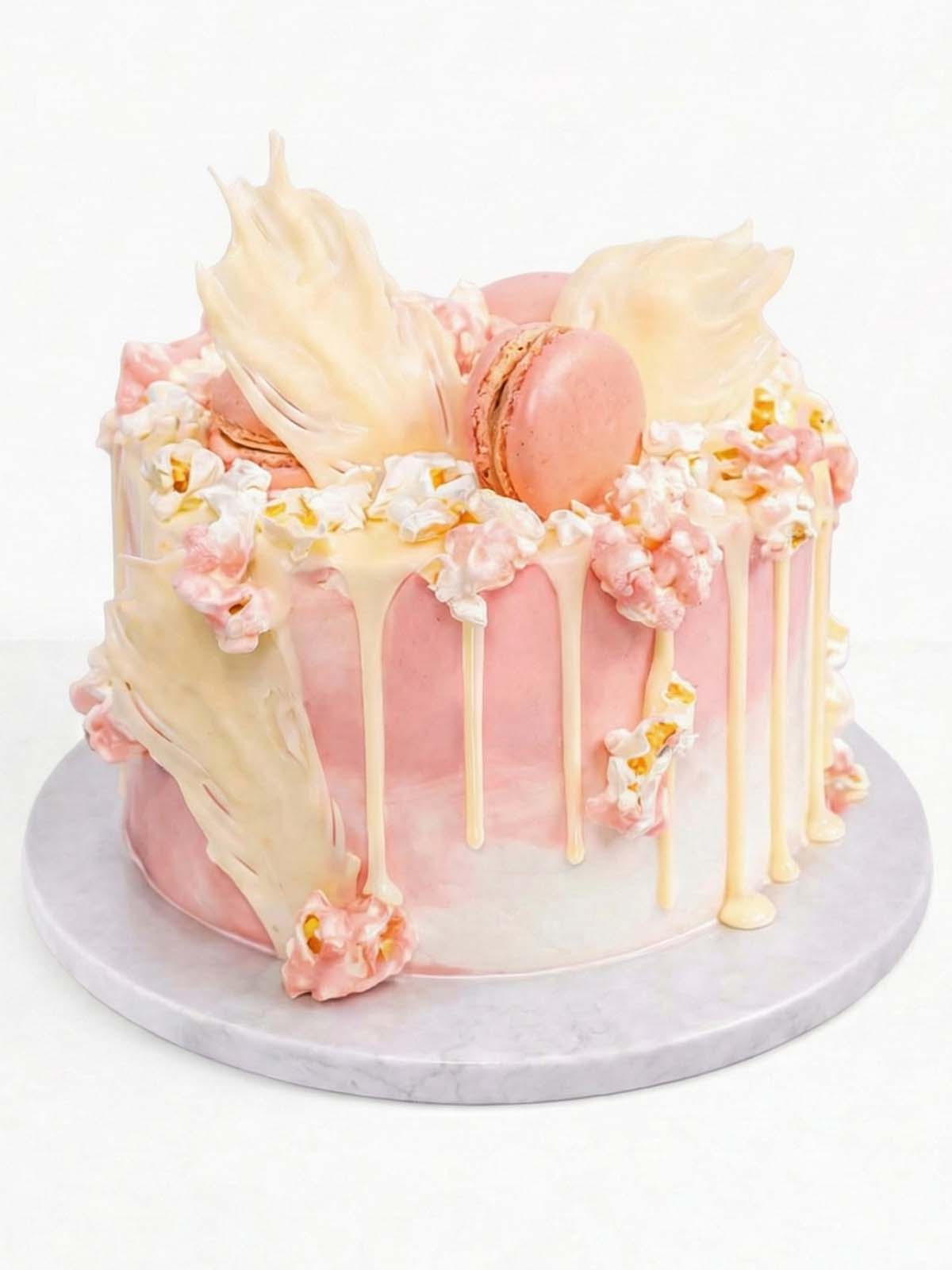 Pink flamingo birthday cake with bright pink buttercream and flamingo decoration, delivered in London