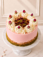 Top View of the Rose Pistachio Roseberry Cake Delivered within London (M25) and Surrey (UK). 