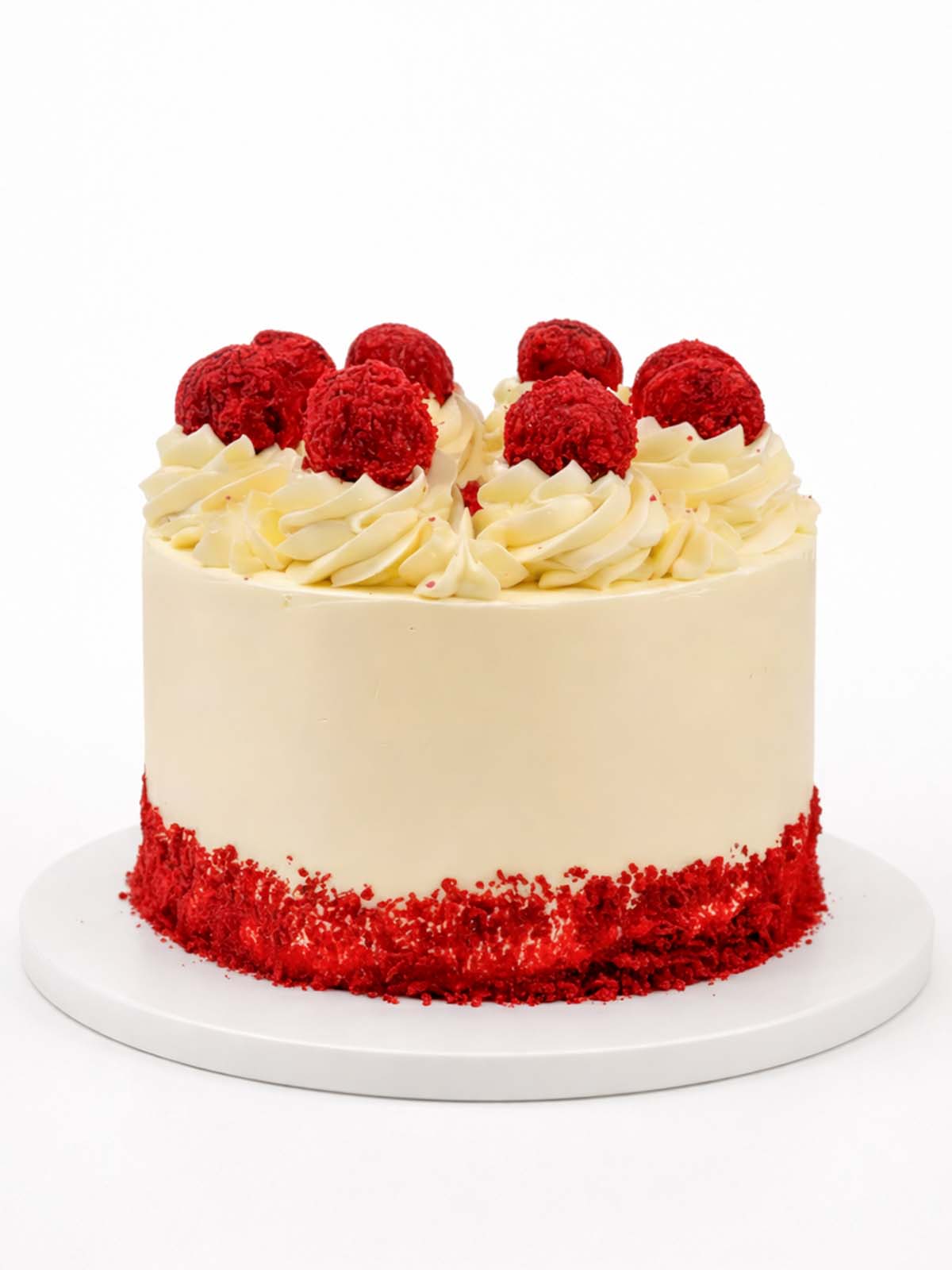 Red velvet truffle birthday cake with deep red sponge and cream cheese frosting, delivered in London