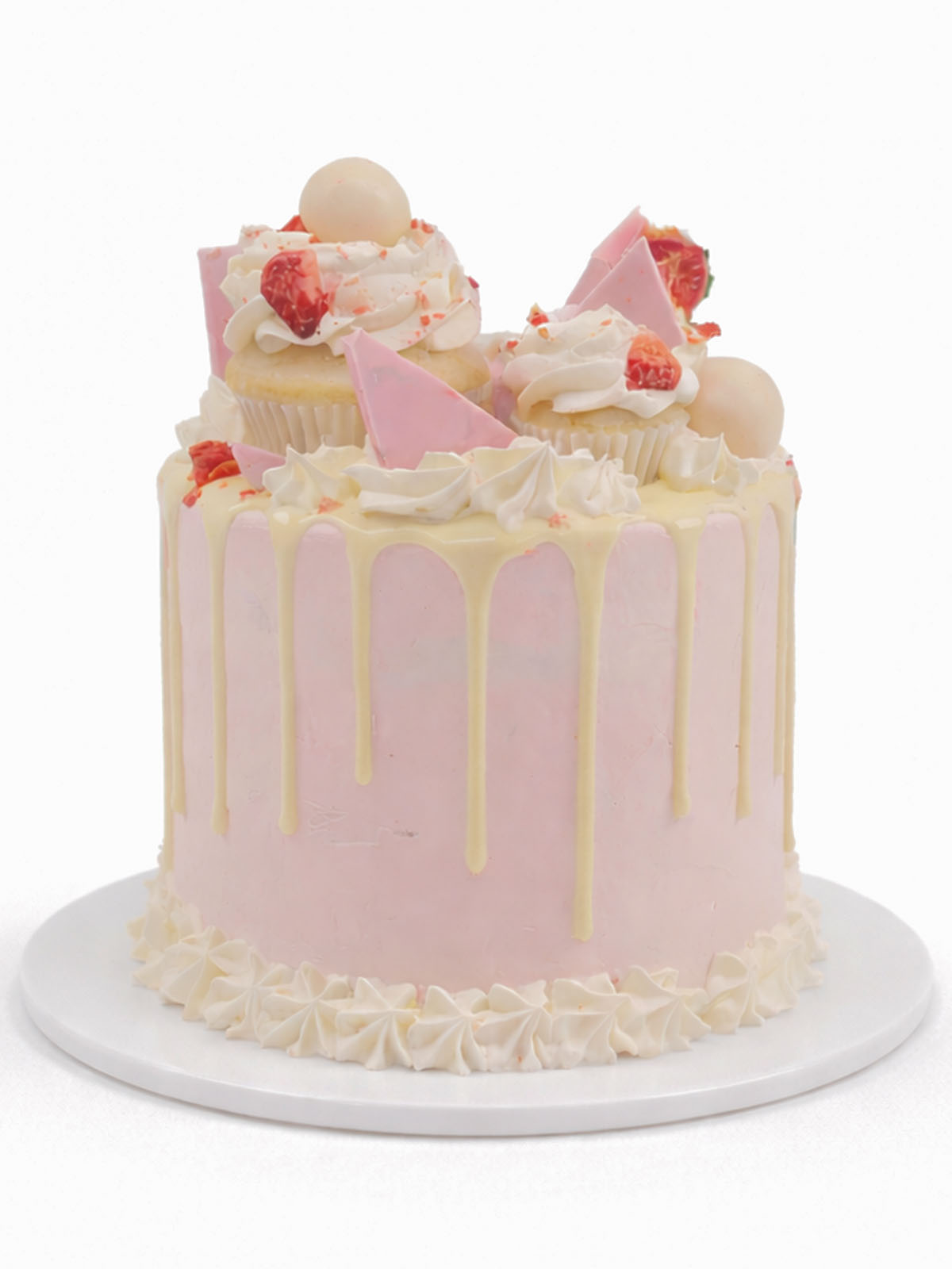 Strawberries and cream birthday cake with fresh strawberries and light buttercream, delivered in London