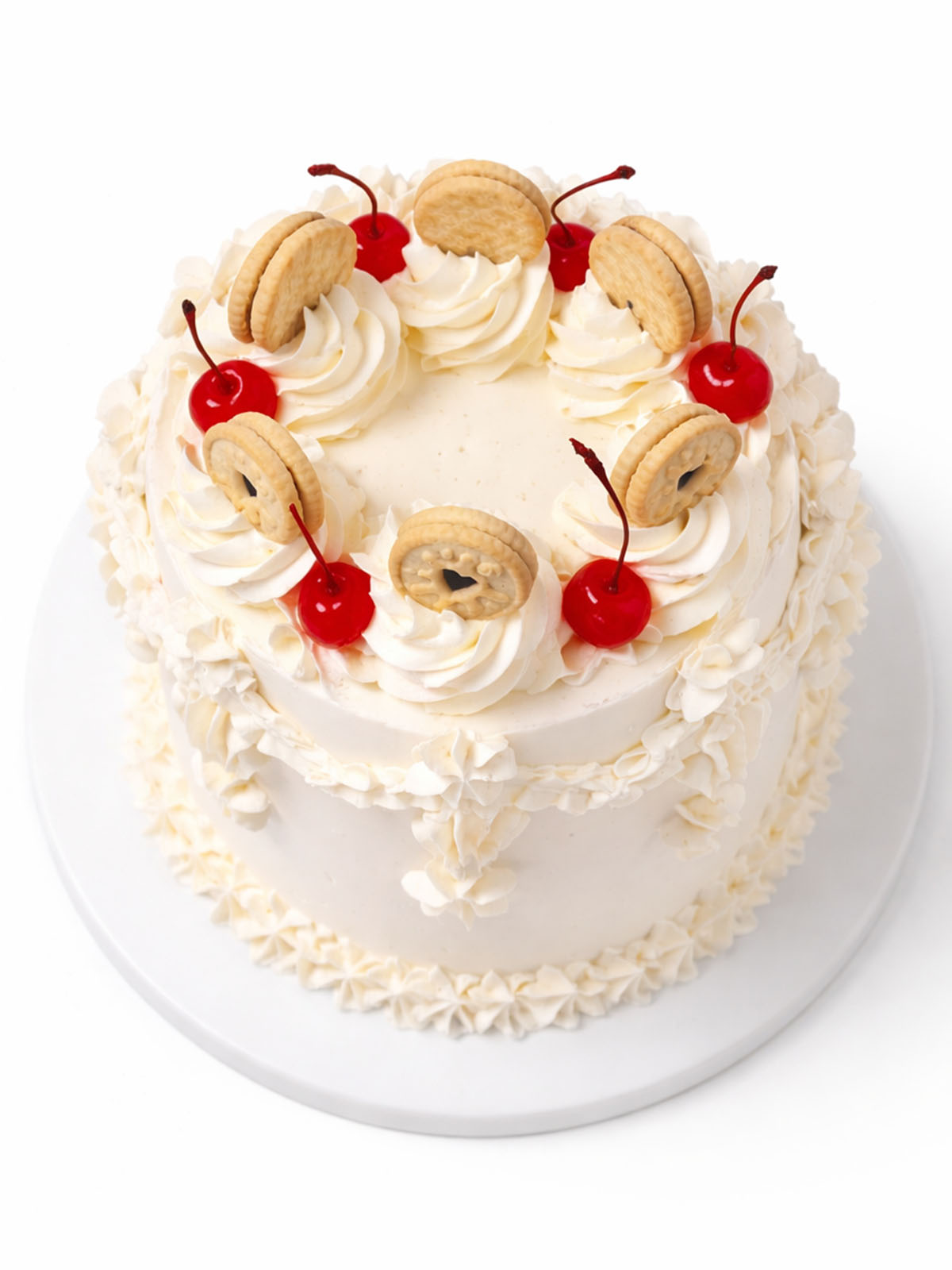Vintage Victoria sponge birthday cake showing the cake and decorations from the top, delivered in London