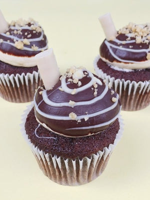 Chocolate Peanut Butter Maltshake Cupcakes