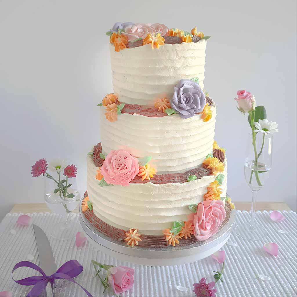 Rustic flower wedding cake to order