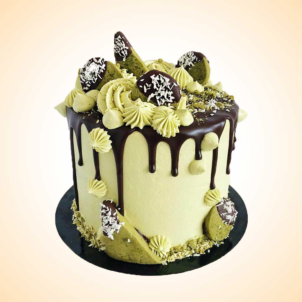 Vegan Matcha Coconut Drip Cake