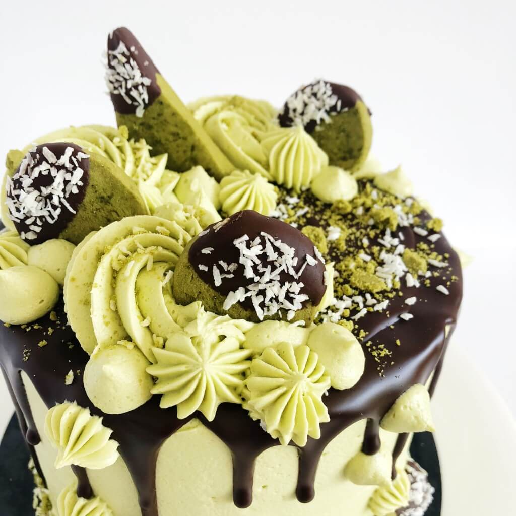 Vegan Matcha Coconut Drip Cake Delivered